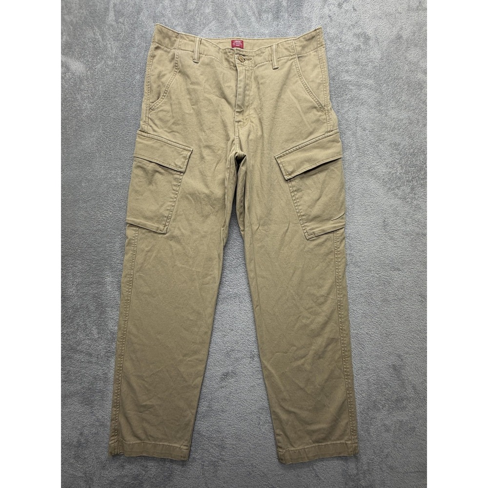 Levis Pants Mens Measured 34x30 Beige XX Cargo Taper Stretch Pockets Regular Fit